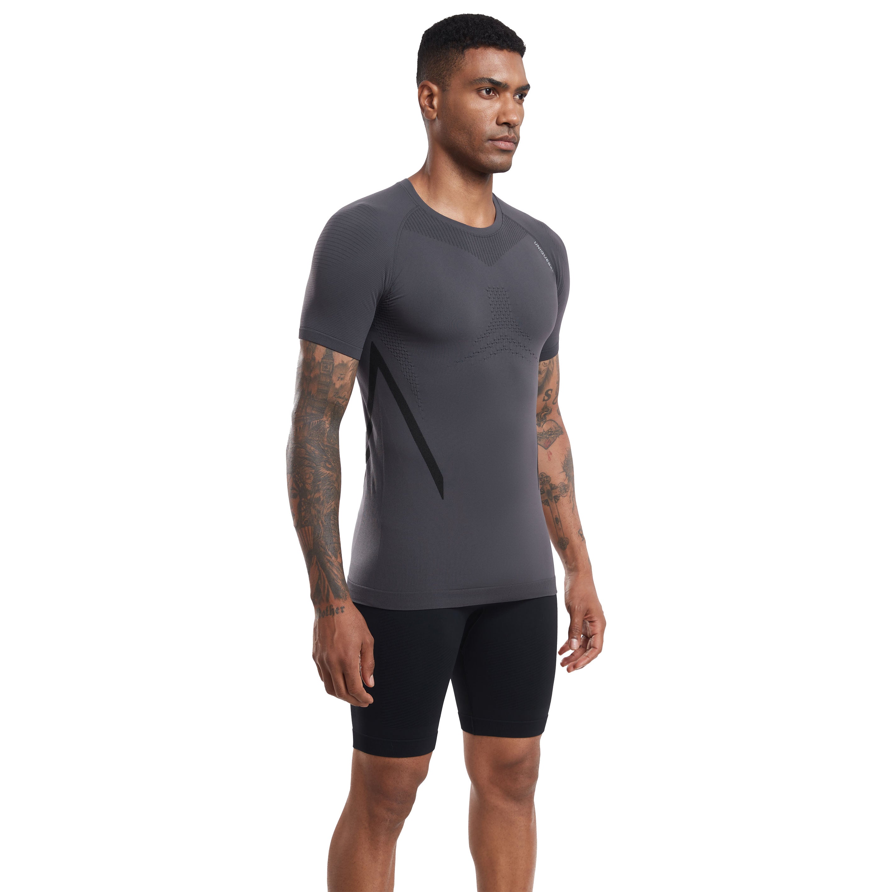 UNIQUEBASE MEN Running Anti-Bacterial Quick-Dry Compression Short Sleeve Shirt