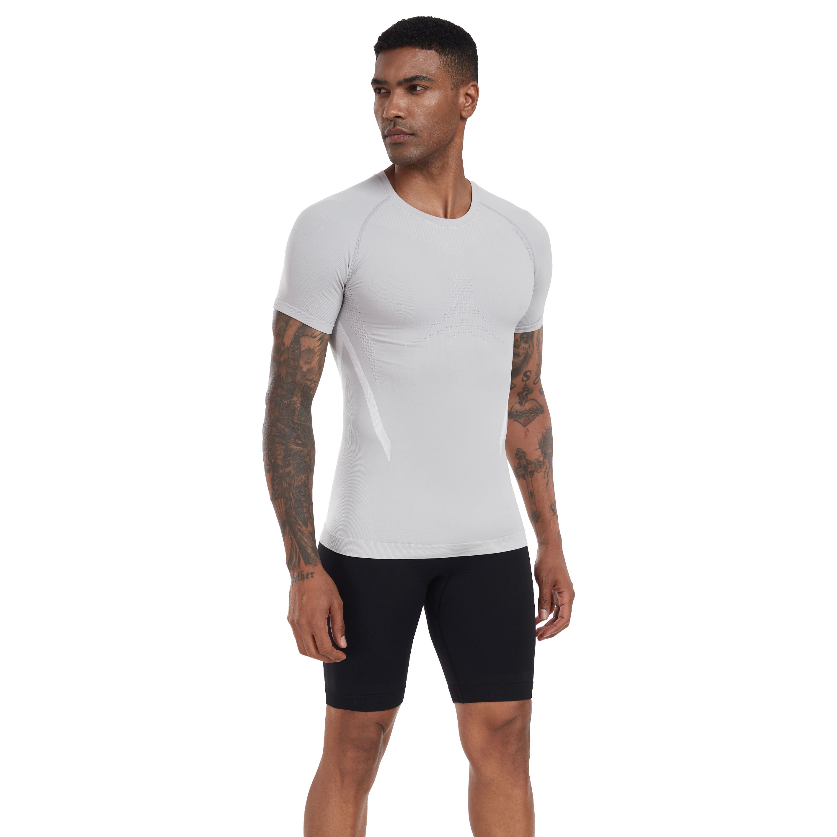 UNIQUEBASE MEN Running Anti-Bacterial Quick-Dry Compression Short Sleeve Shirt