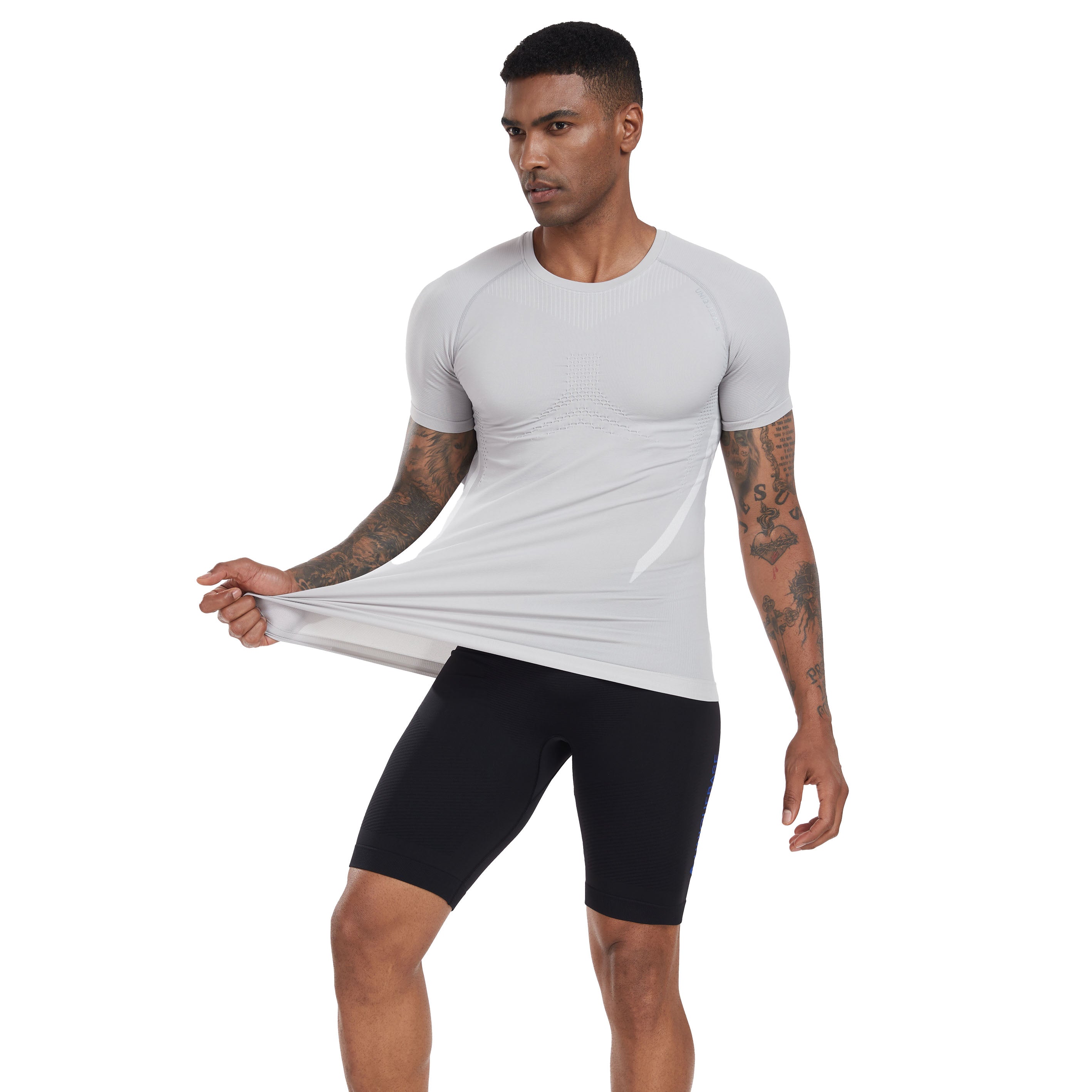 UNIQUEBASE MEN Running Anti-Bacterial Quick-Dry Compression Short Sleeve Shirt