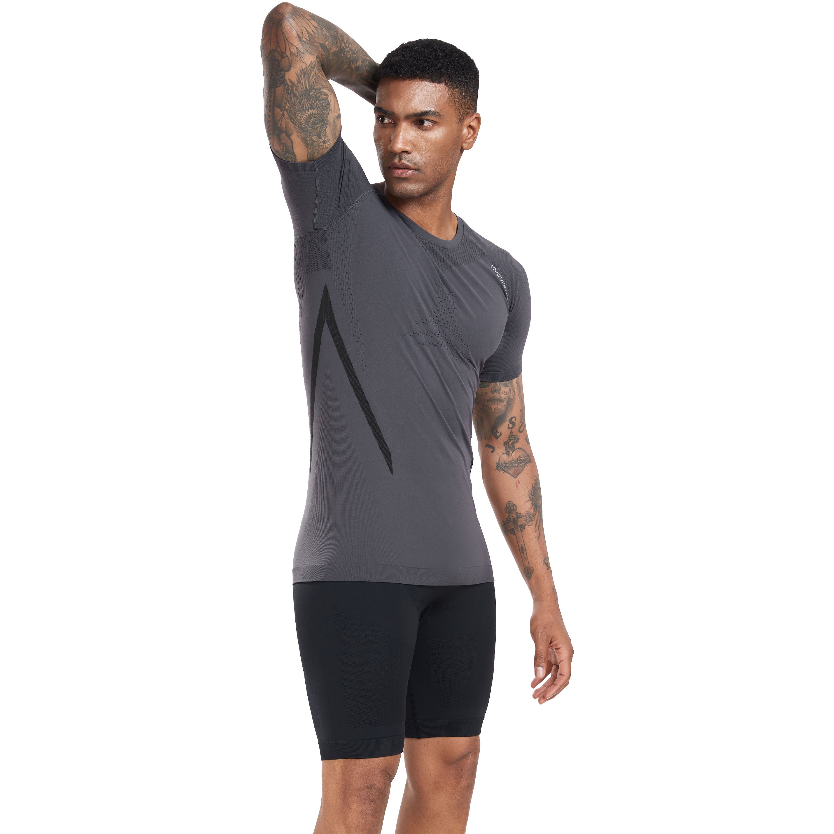 UNIQUEBASE MEN Running Anti-Bacterial Quick-Dry Compression Short Sleeve Shirt