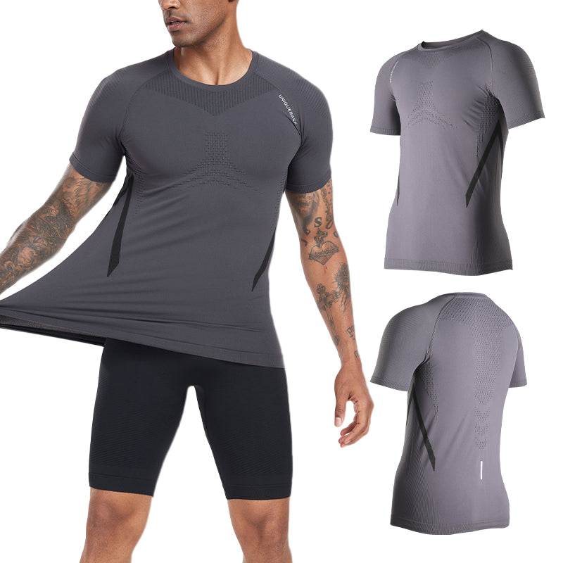 UNIQUEBASE MEN Running Anti-Bacterial Quick-Dry Compression Short Sleeve Shirt