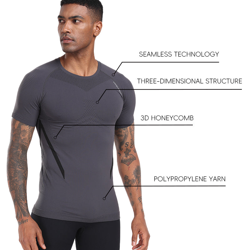 UNIQUEBASE MEN Running Anti-Bacterial Quick-Dry Compression Short Sleeve Shirt